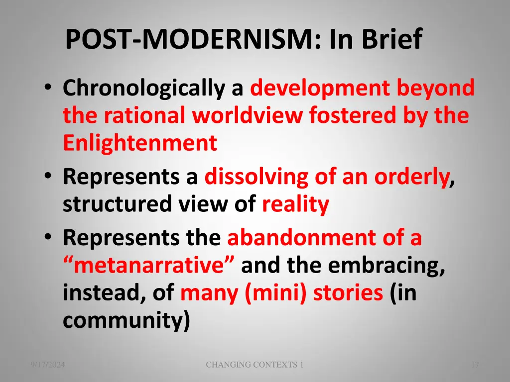 post modernism in brief