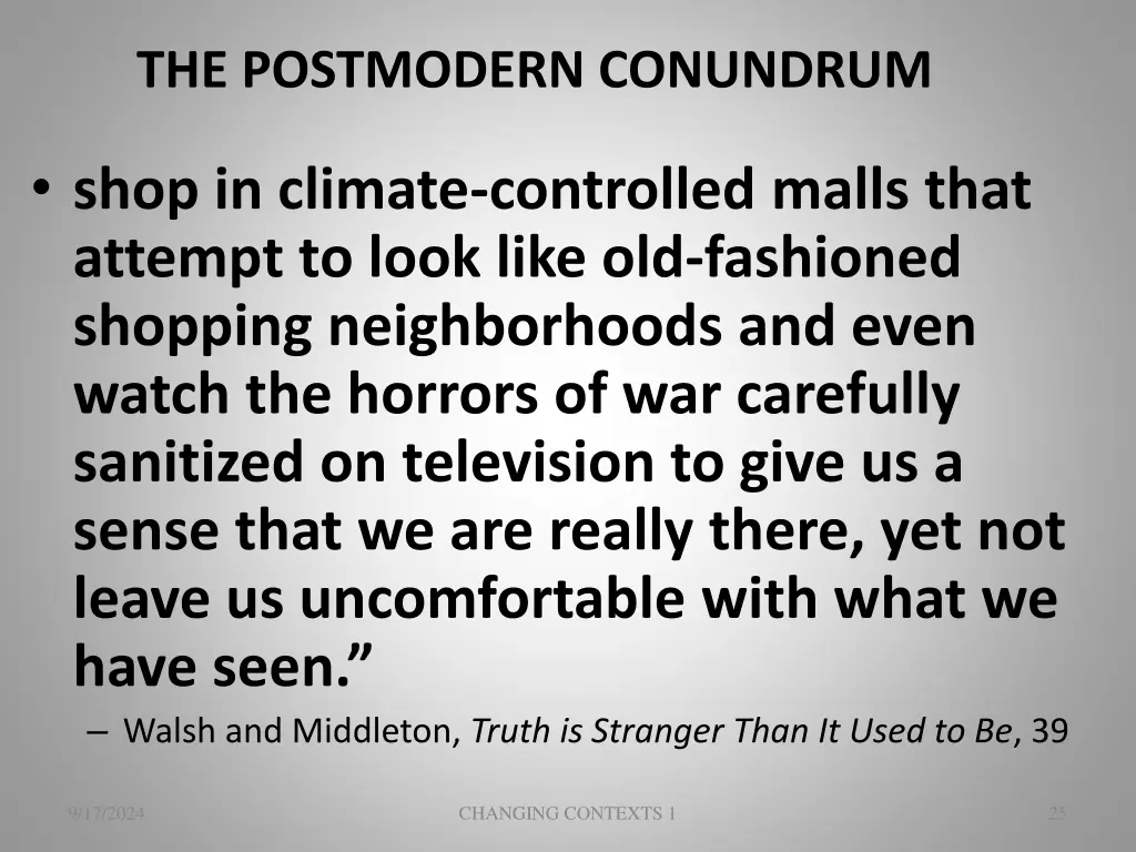 the postmodern conundrum 1