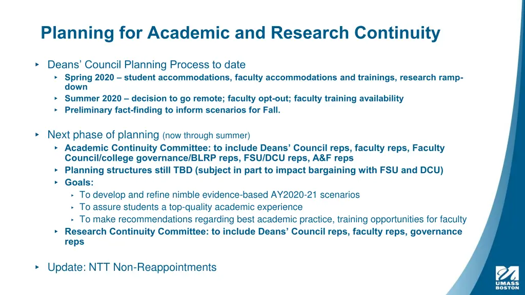 planning for academic and research continuity