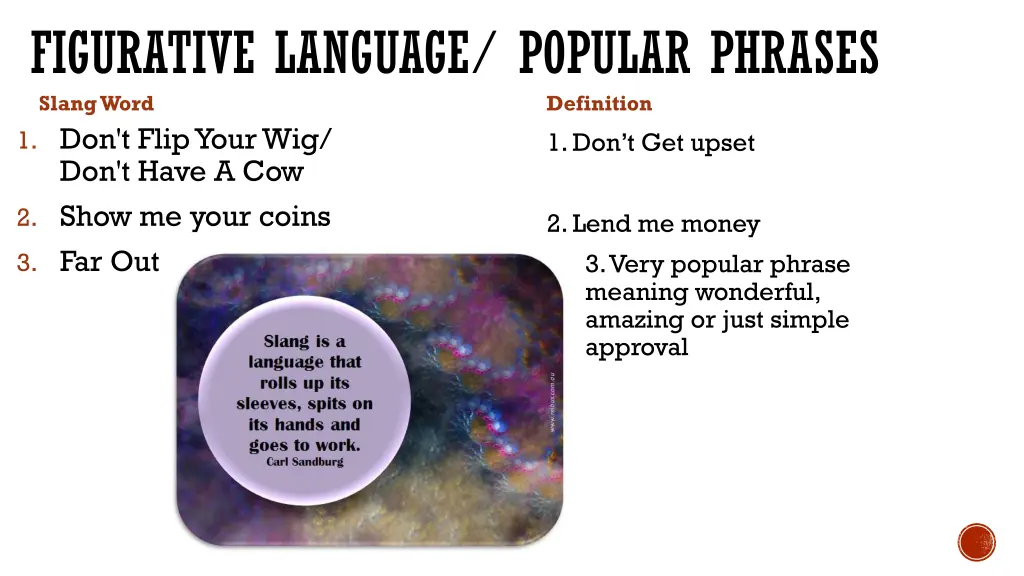 figurative language popular phrases slang word