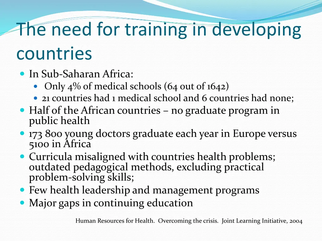 the need for training in developing countries