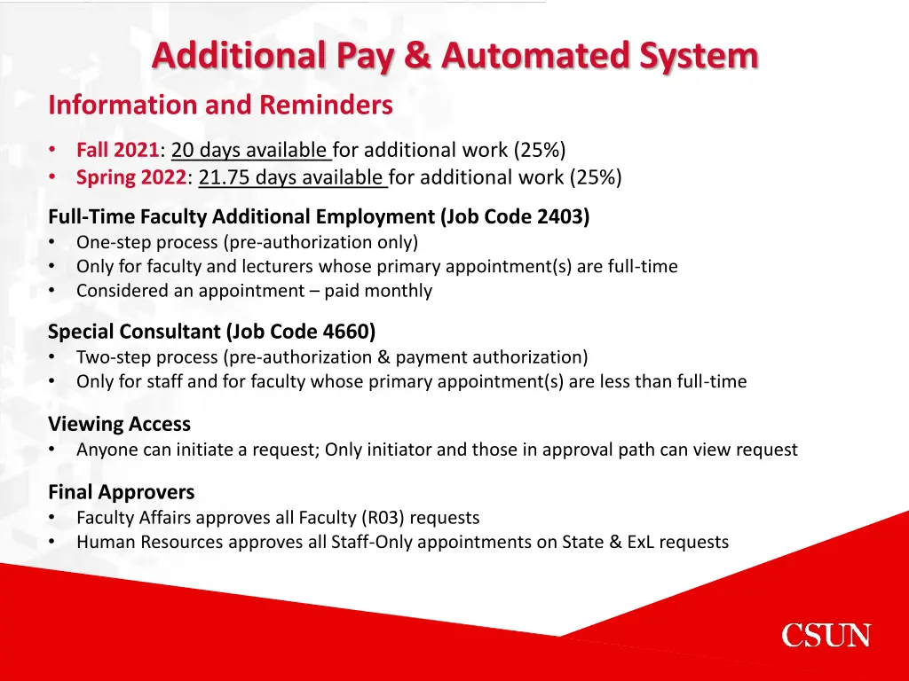 additional pay automated system information