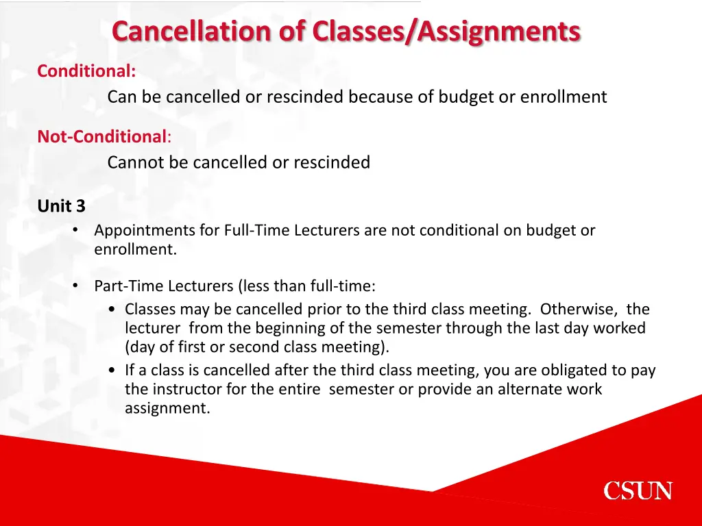 cancellation of classes assignments 1