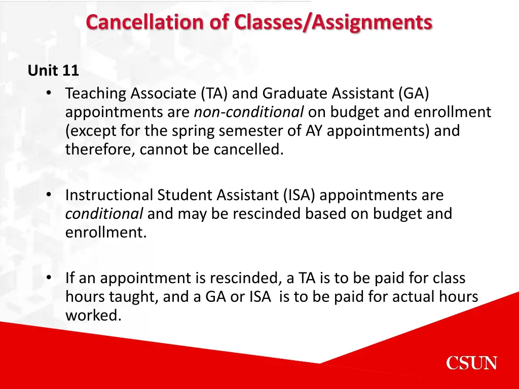 cancellation of classes assignments