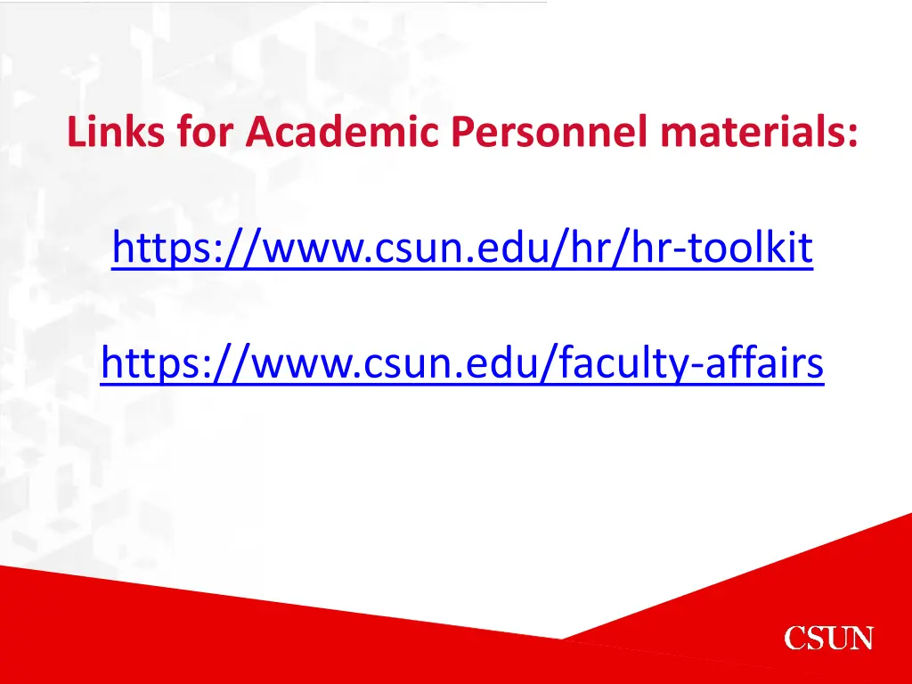 links for academic personnel materials