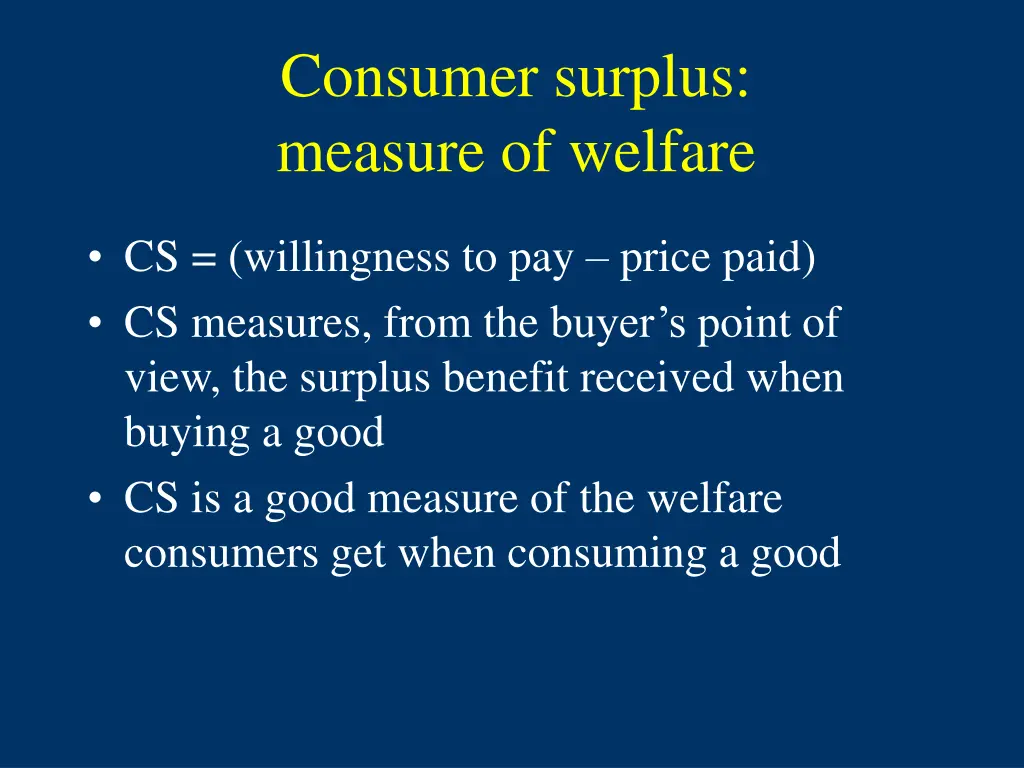 consumer surplus measure of welfare