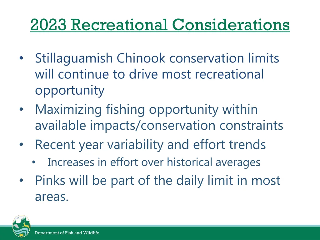 2023 recreational considerations