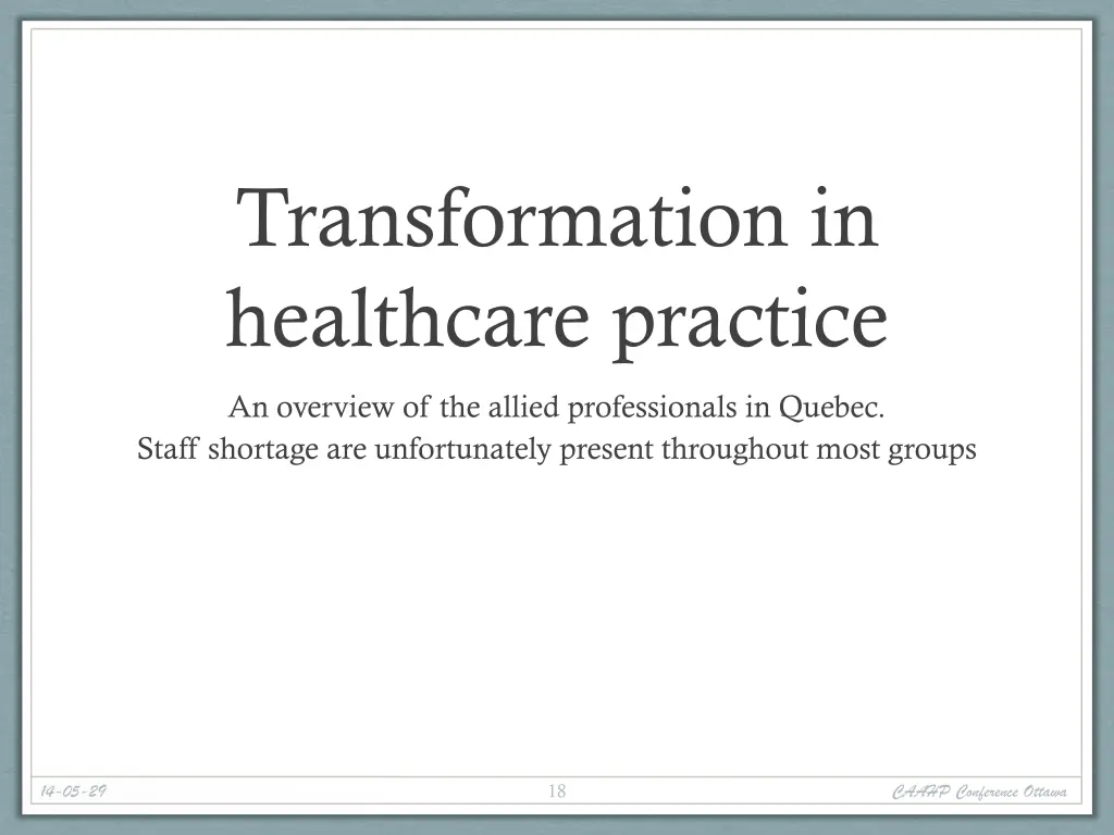 transformation in healthcare practice