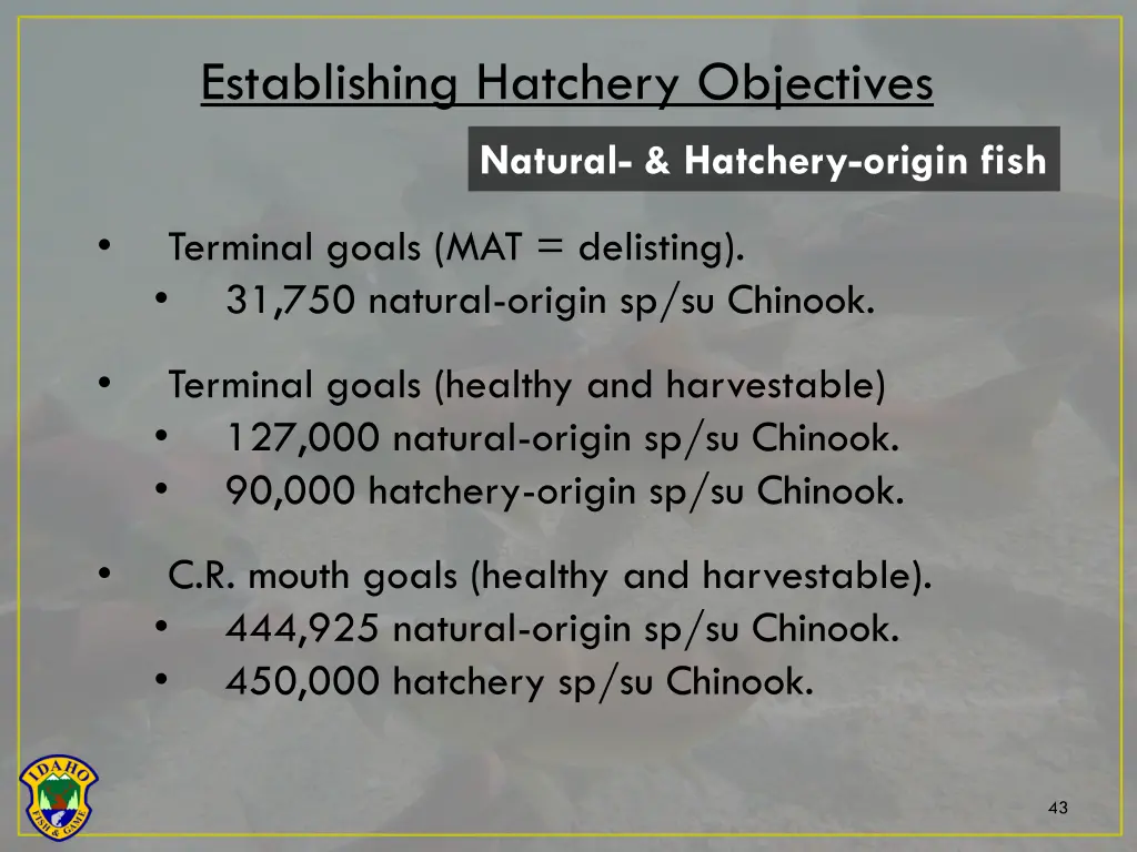 establishing hatchery objectives 6