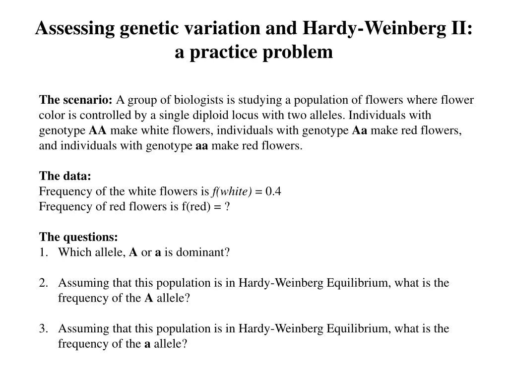 assessing genetic variation and hardy weinberg 1