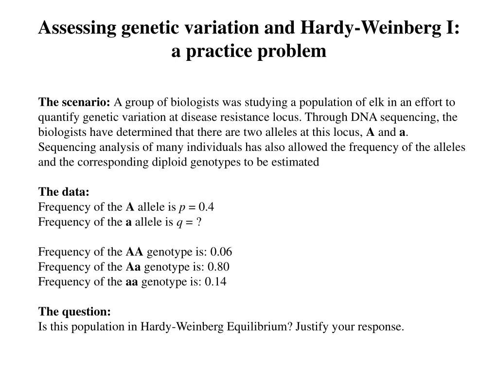 assessing genetic variation and hardy weinberg