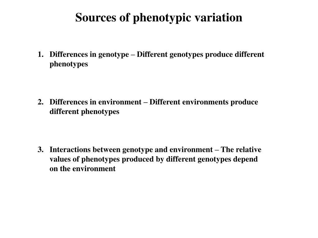 sources of phenotypic variation