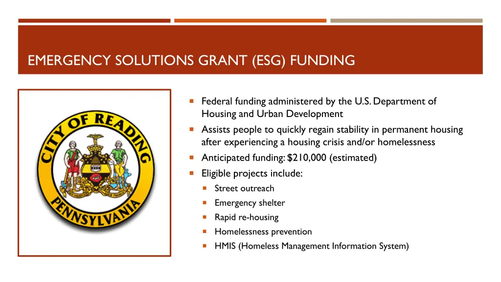 emergency solutions grant esg funding