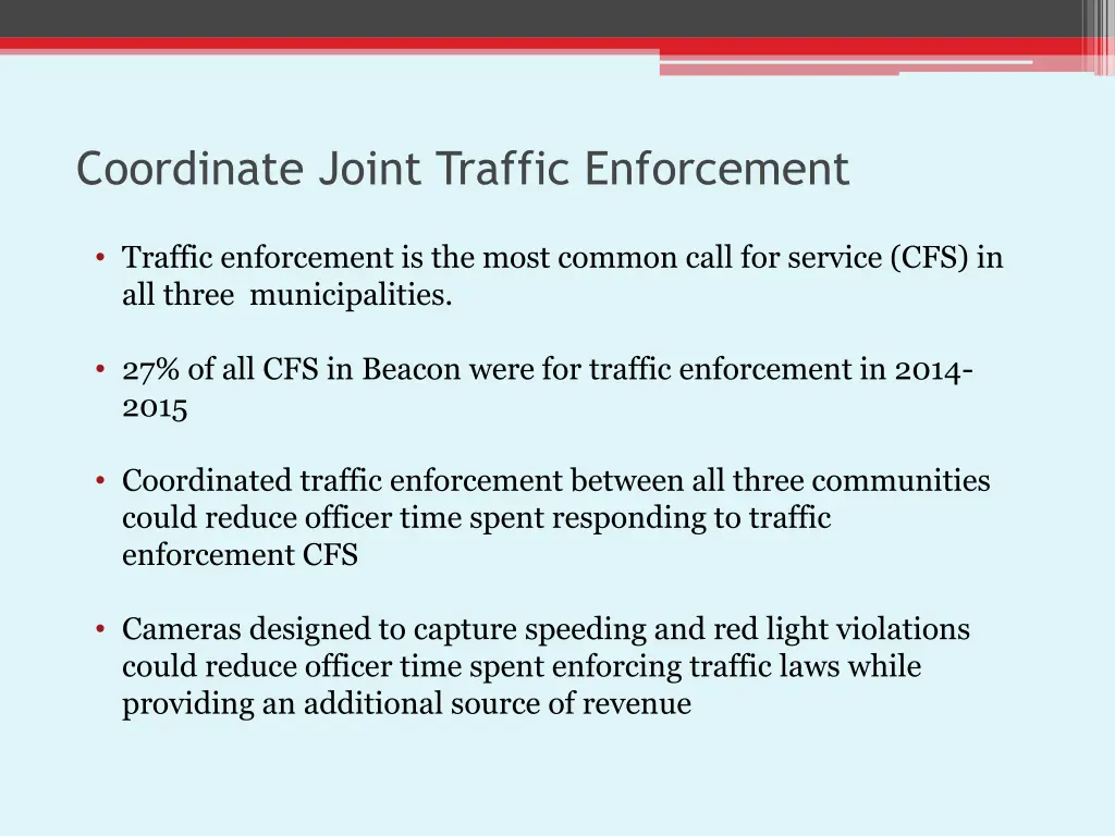 coordinate joint traffic enforcement