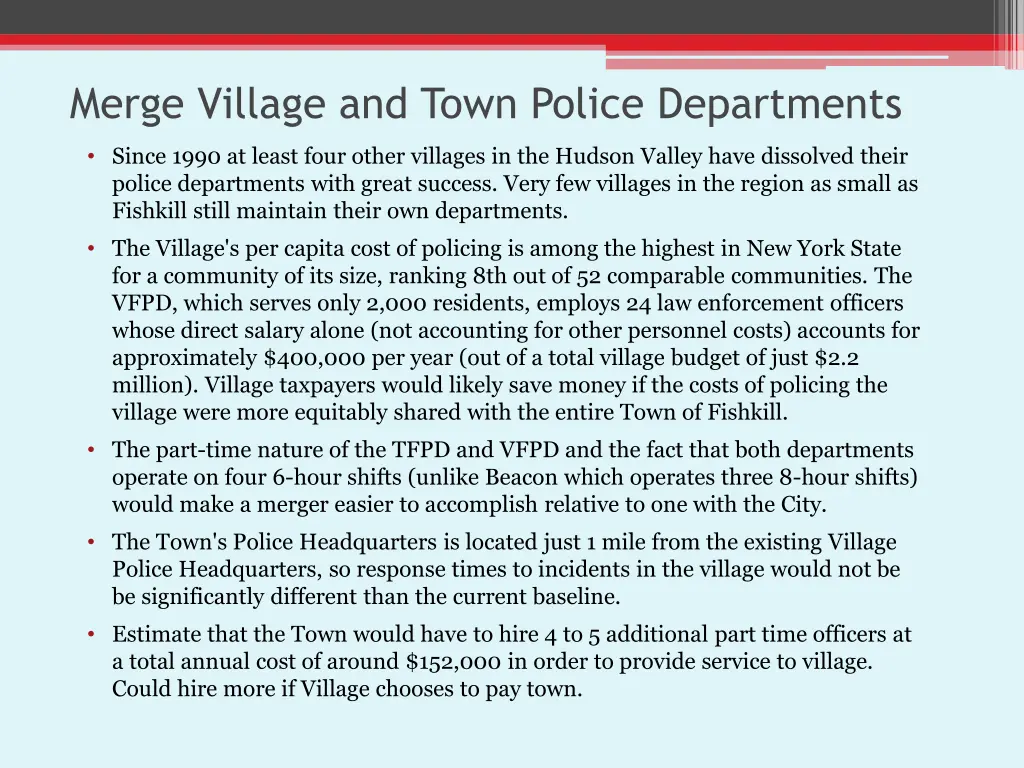 merge village and town police departments