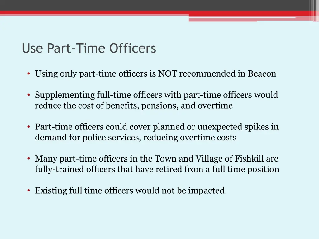 use part time officers