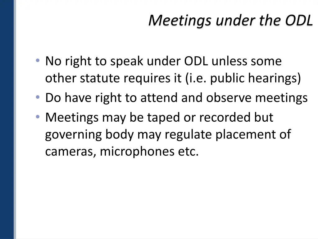 meetings under the odl 1