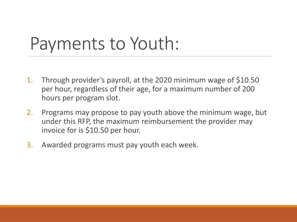 payments to youth