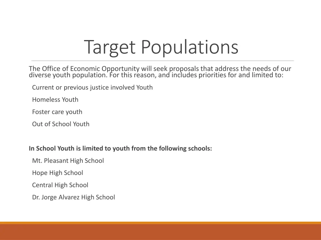 target populations