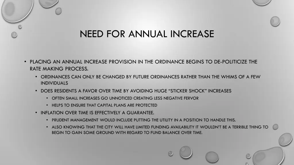 need for annual increase