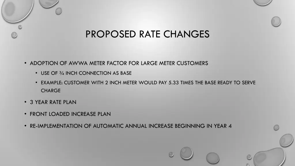 proposed rate changes