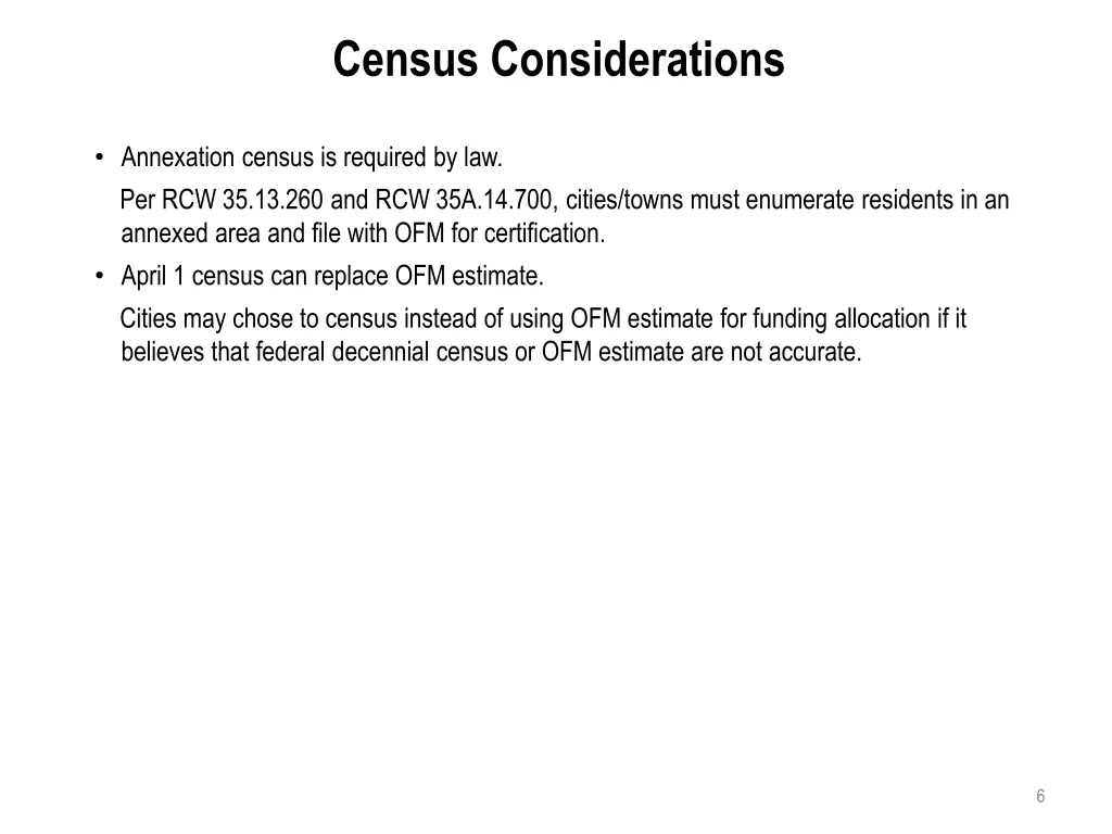 census considerations