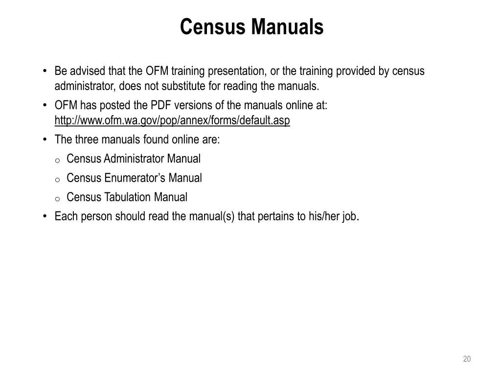 census manuals