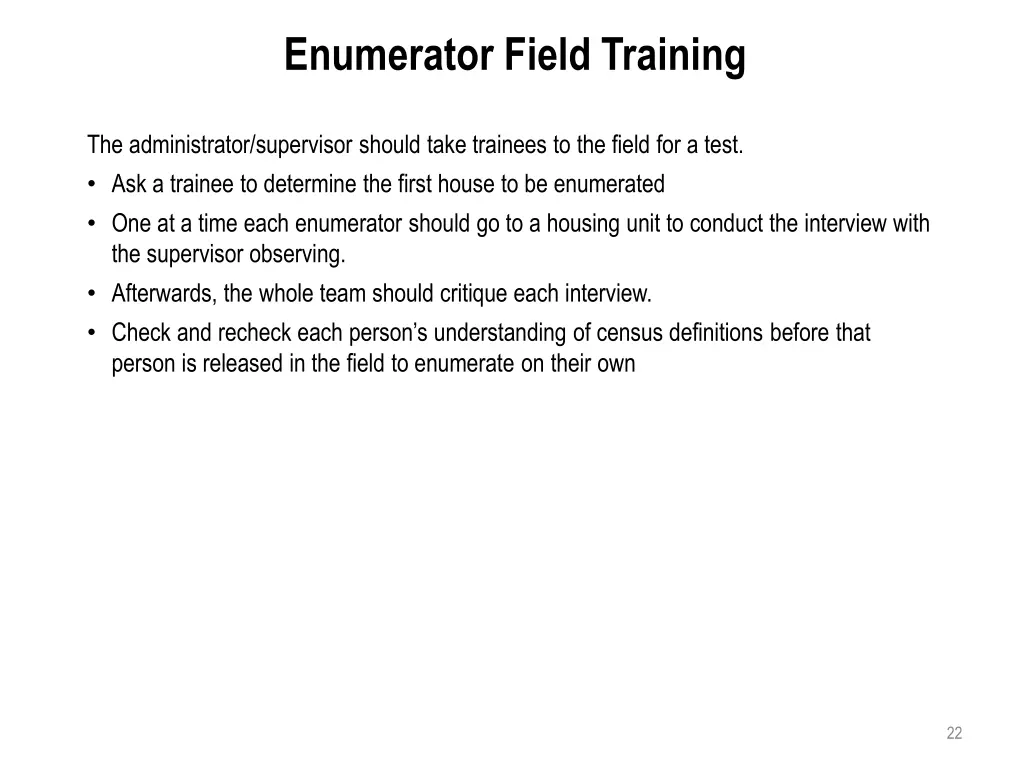 enumerator field training