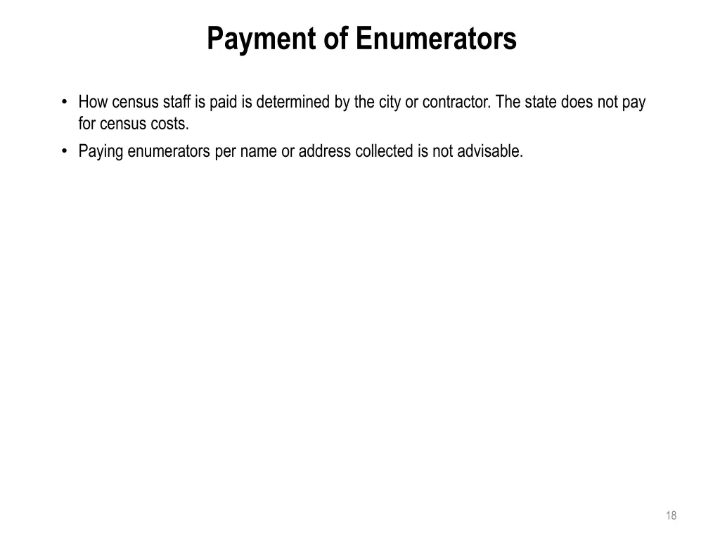 payment of enumerators