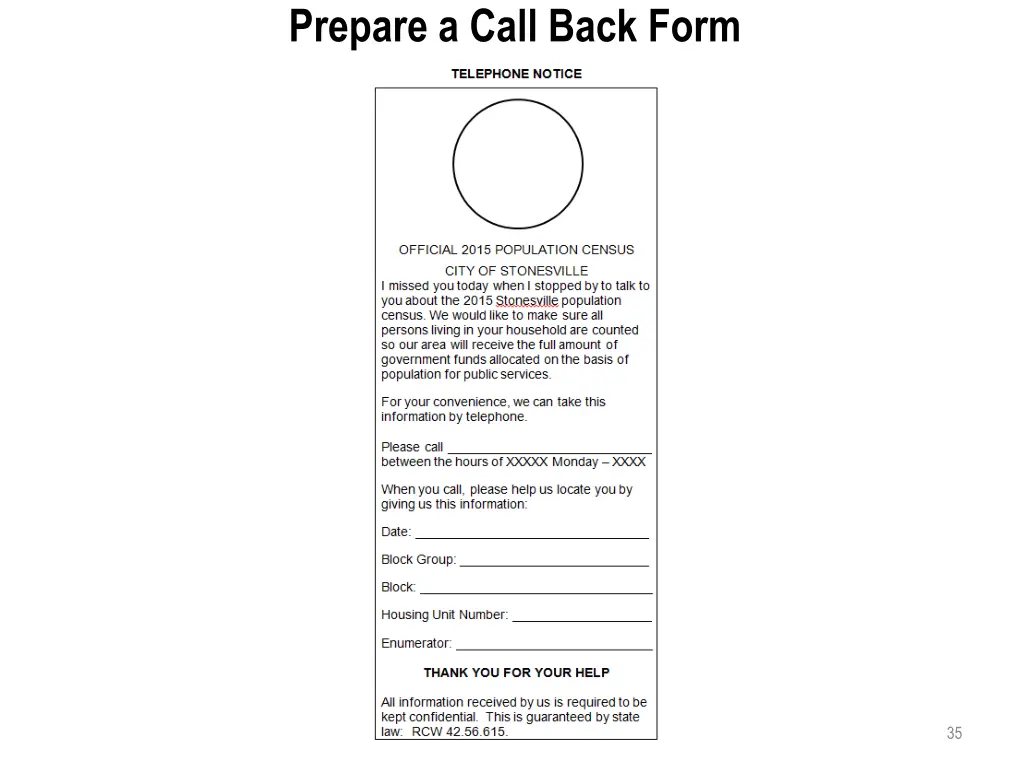 prepare a call back form