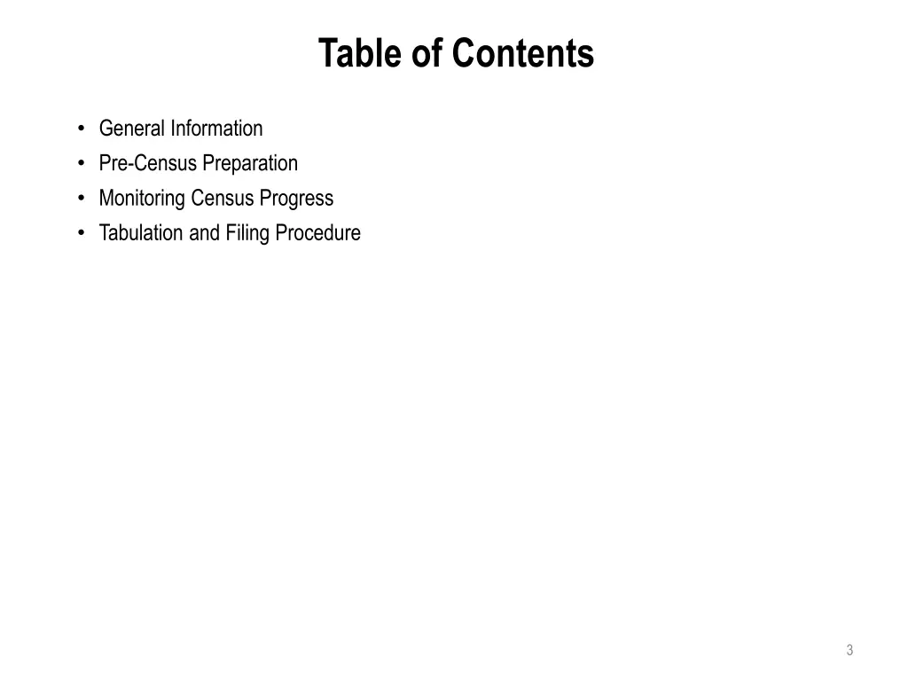 table of contents