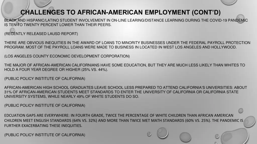 challenges to african american employment cont d