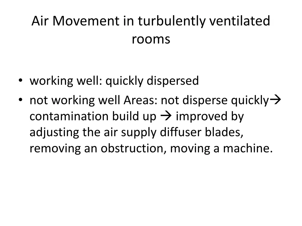 air movement in turbulently ventilated rooms