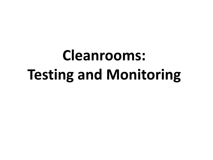 cleanrooms testing and monitoring