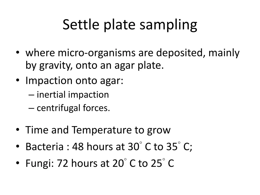 settle plate sampling