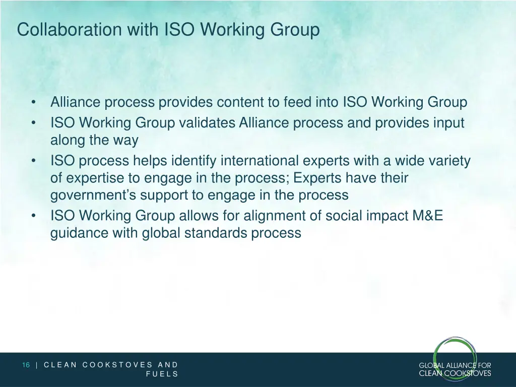 collaboration with iso working group