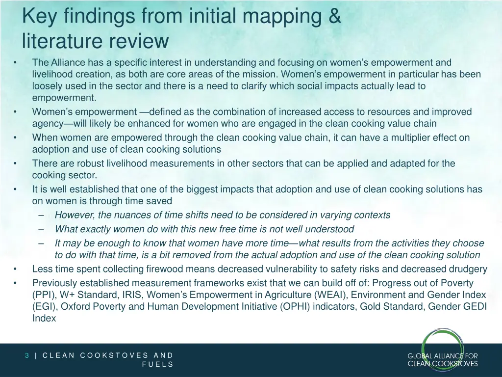 key findings from initial mapping literature