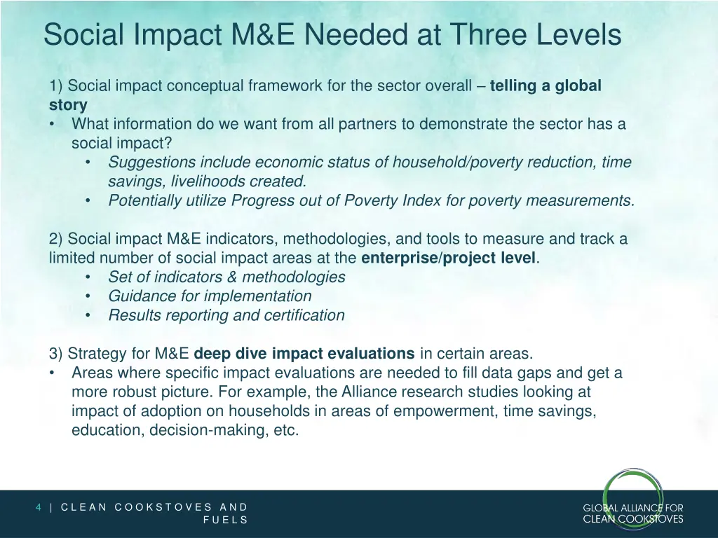 social impact m e needed at three levels