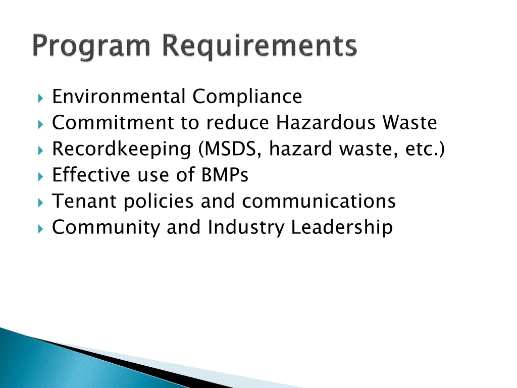 environmental compliance commitment to reduce