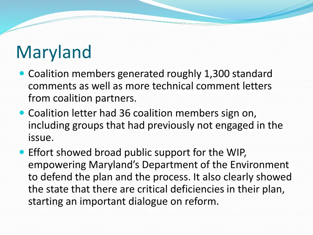 maryland coalition members generated roughly