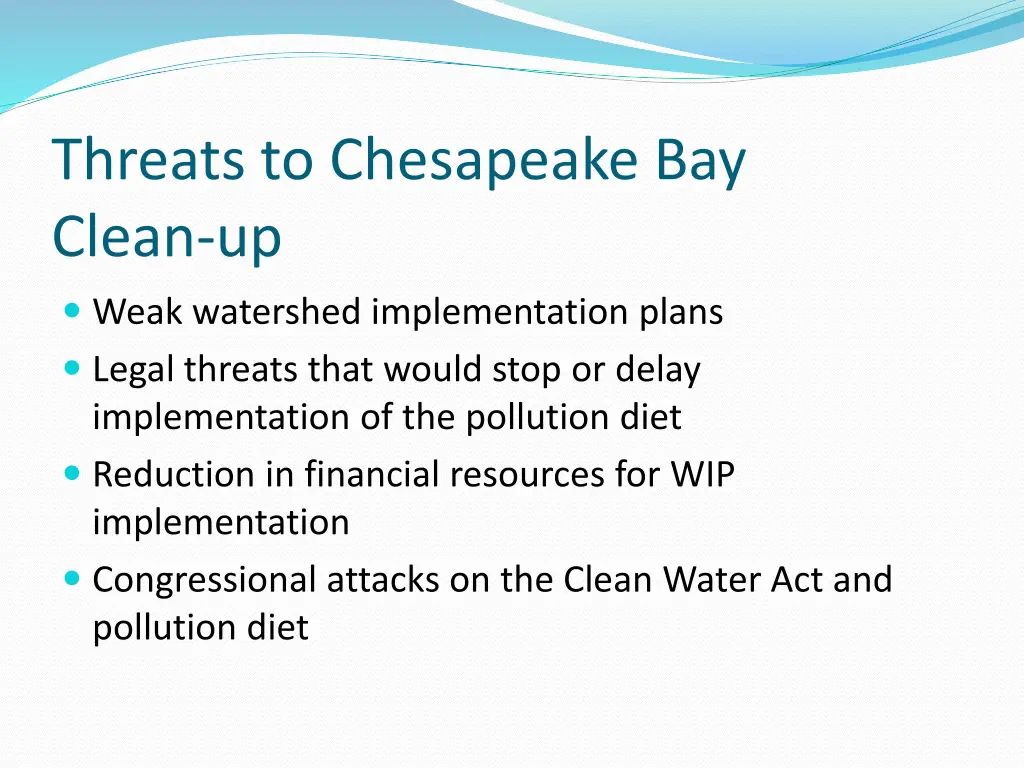 threats to chesapeake bay clean up