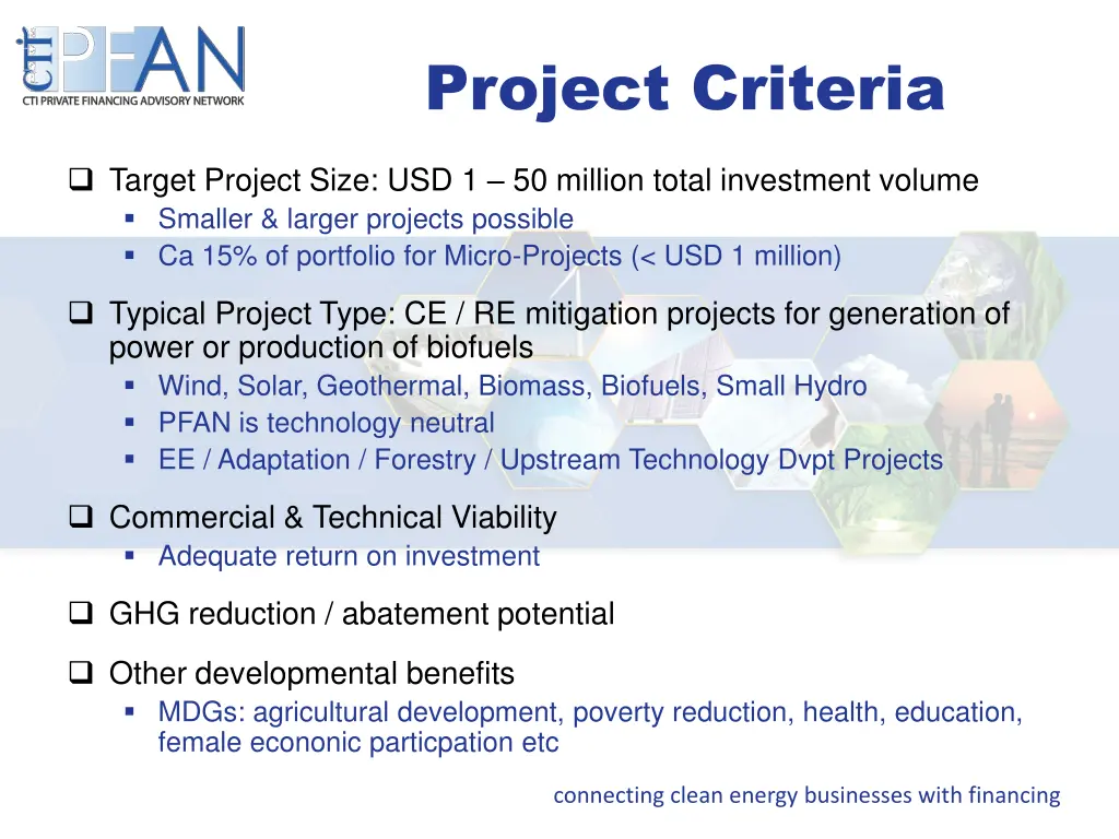 project criteria