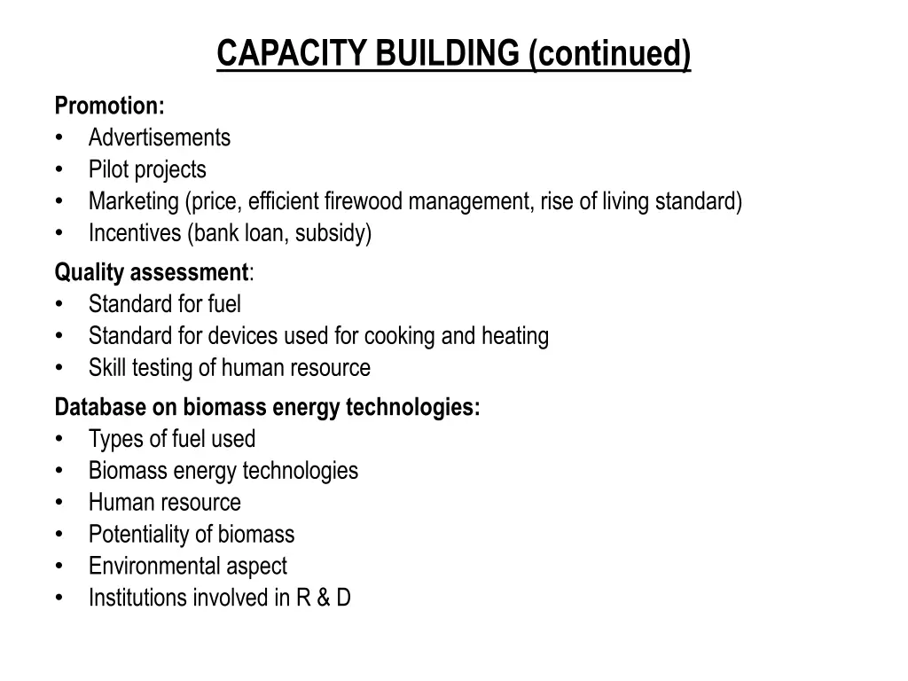 capacity building continued