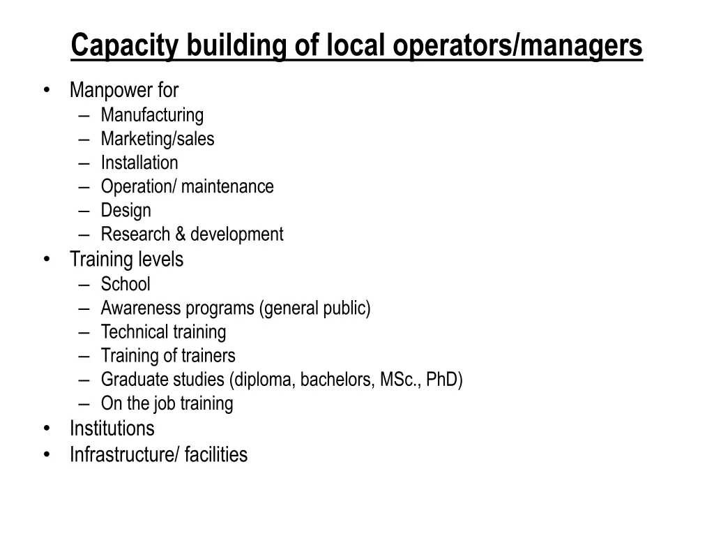 capacity building of local operators managers 1