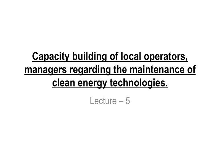 capacity building of local operators managers