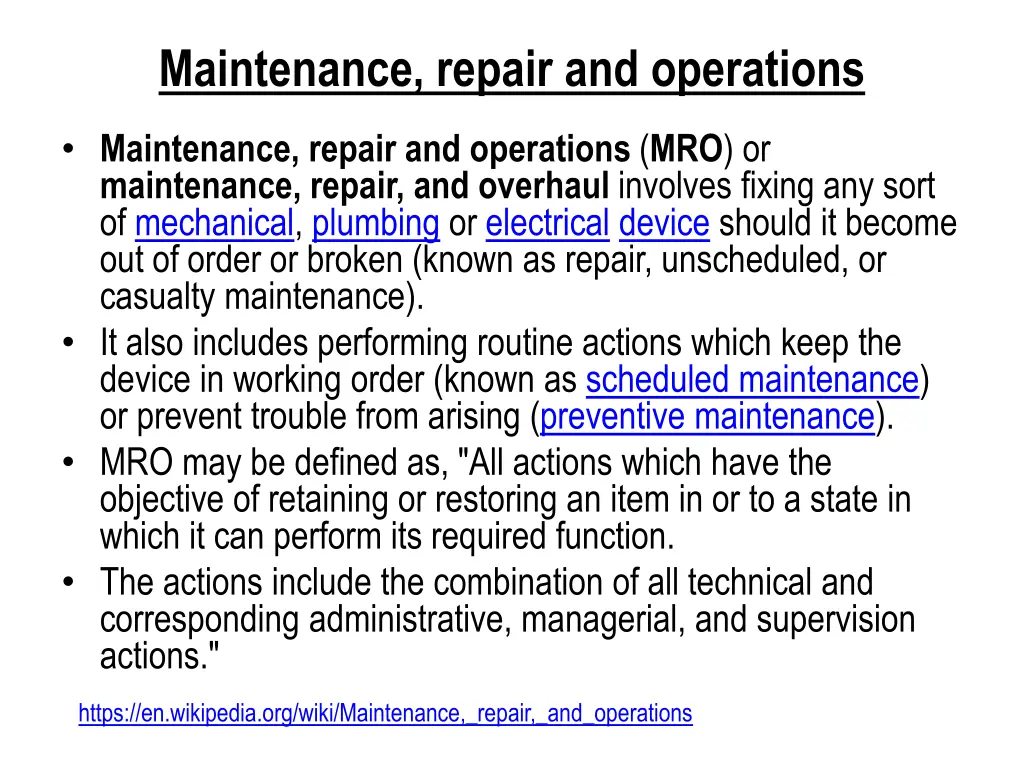 maintenance repair and operations