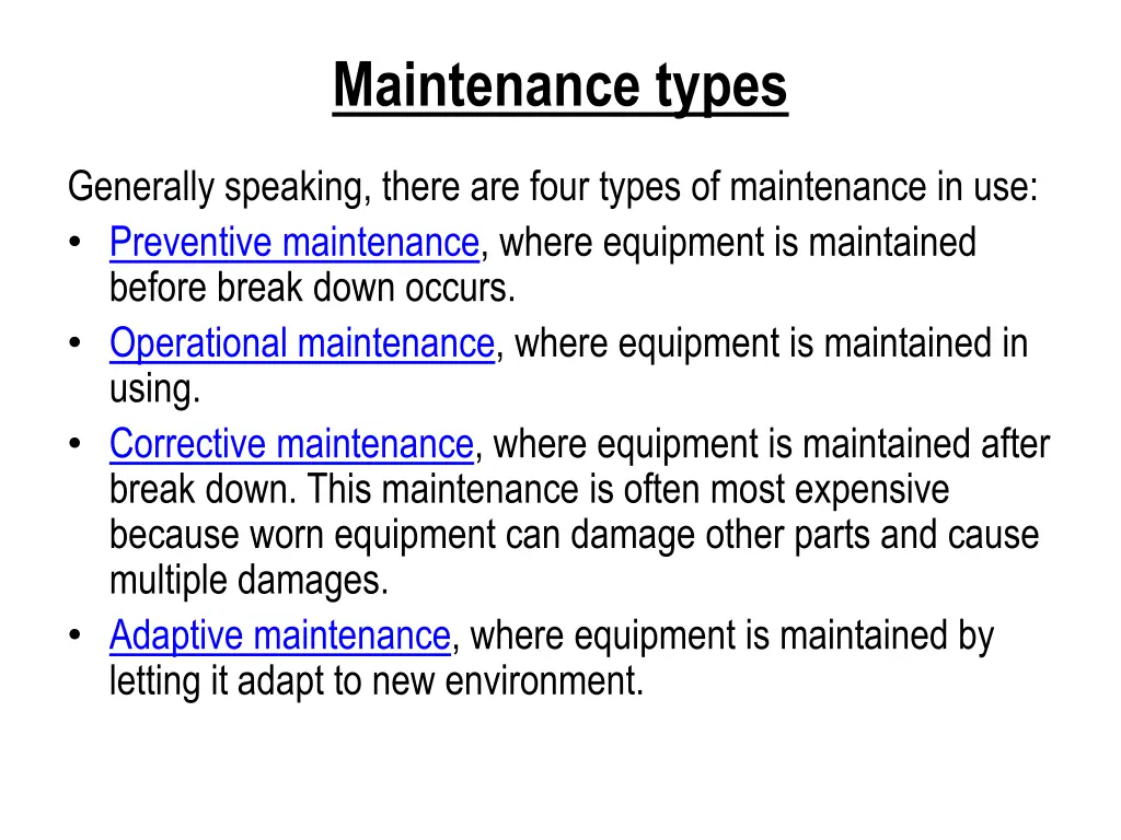 maintenance types