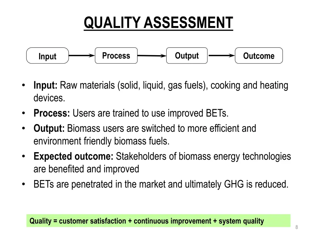 quality assessment