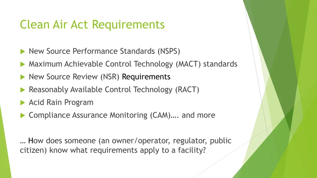 clean air act requirements