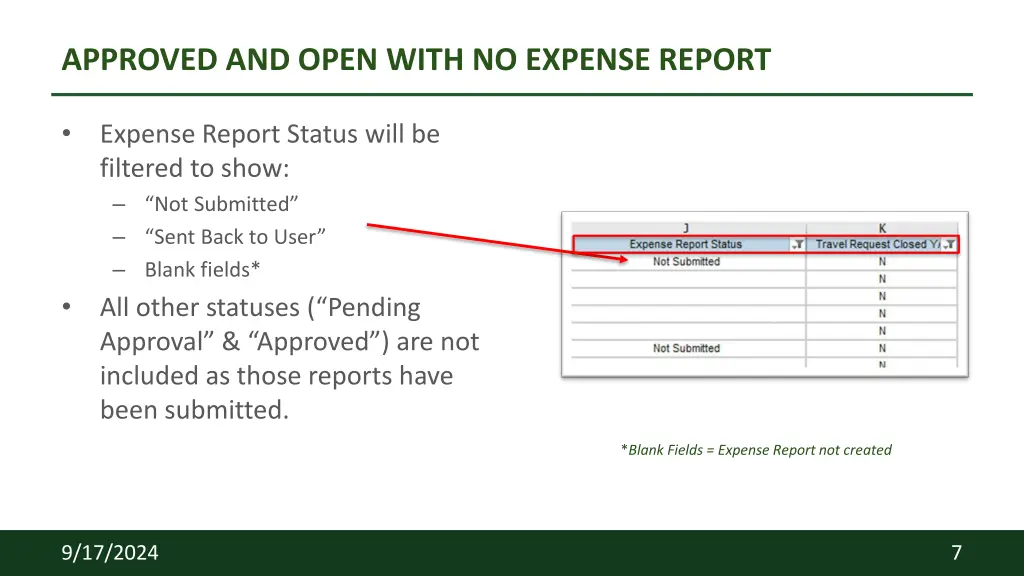 approved and open with no expense report 2